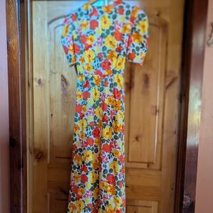 Sugar + Lips XS Floral Maxi Dress with Short Sleeves